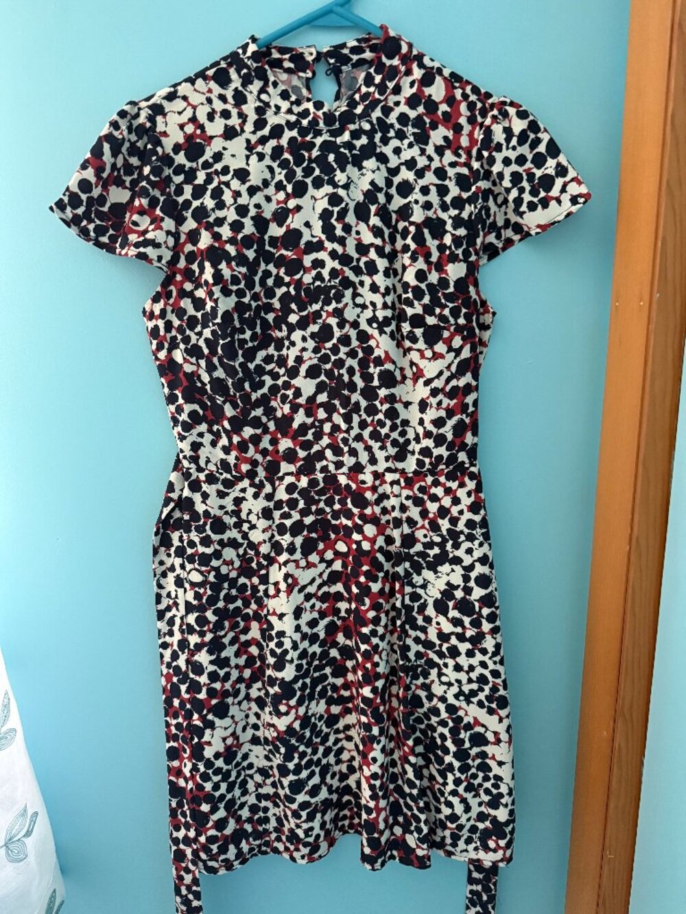 City Studio Abstract Print Fit & Flare Dress – Red, Navy, & Cream